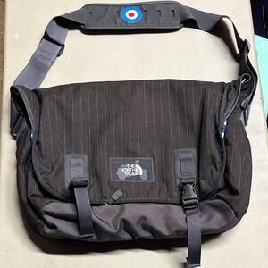 The North Face Black and Gray Striped Messenger Bag